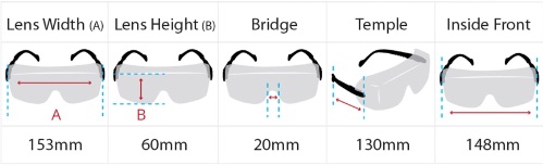 レーザー保護メガネフレーム寸法